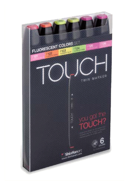ShinHan Touch Twin Marker Set of 6 Fluorescents