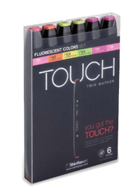 ShinHan Touch Twin Marker Set of 6 Fluorescents