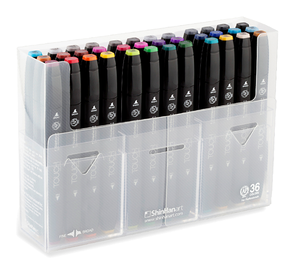 ShinHan Touch Twin Marker Set of 36 with Plastic Case