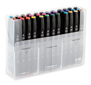 ShinHan Touch Twin Marker Set of 36 with Plastic Case