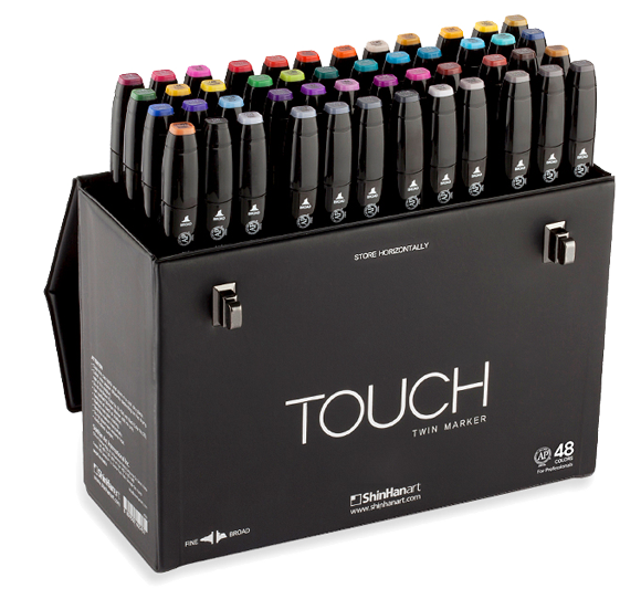 ShinHan Touch Twin Marker Set of 48 with Handle/Latch Case