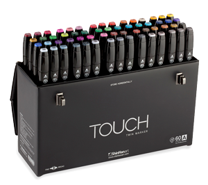 ShinHan Touch Twin Marker Set of 60 [A] with Handle/Latch Case