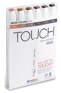 ShinHan Touch Twin Brush Marker Set of 6 Woods