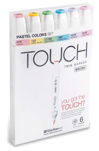 ShinHan Touch Twin Brush Marker Set of 6 Pastels