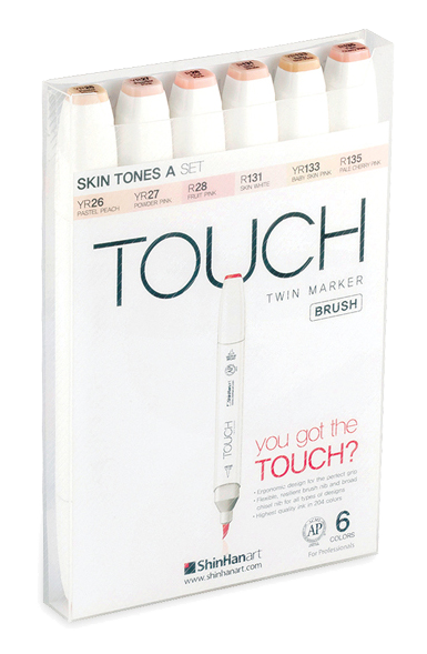 ShinHan Touch Twin Brush Marker Set of 6 Skin Tones