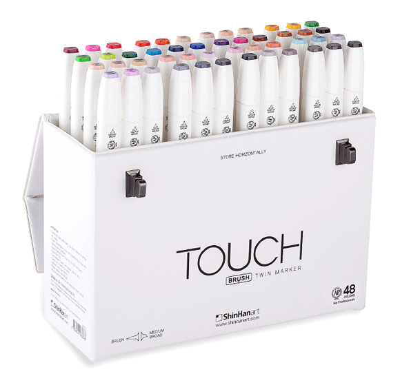 48Ct Dual Tip Brush Markers In Reusable Case With Handle