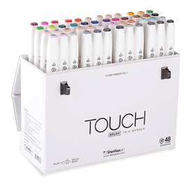 ShinHan Touch Twin Brush Marker Set of 48  with Handle/Latch Case