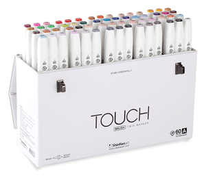 ShinHan Touch Twin Brush Marker Set of 60 [A] with Handle/Latch Case