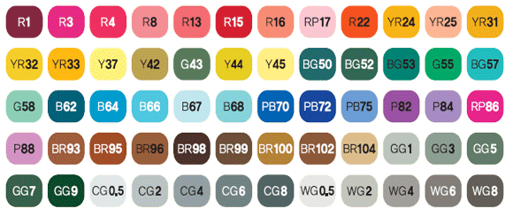 ShinHan art supplies Marker Color Charts - DOWNLOADS at