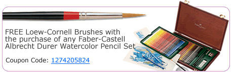 Free Loew Cornell Brushes with the purchase of any Faber-Castell Albrecht Durer Watercolor Pencil Set