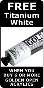 FREE 5oz Tube of Titanium White with the purchase of 6 or more Golden OPEN Acrylics