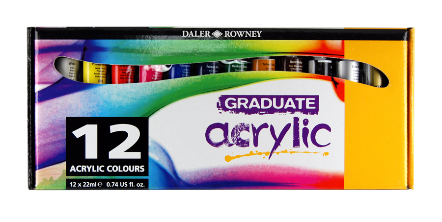 Daler-Rowney Graduate Acrylic Set, 12-Colors