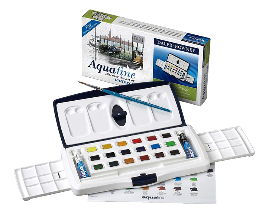 DalerRowney Aquafine Watercolor Tube & Half Pan Slider Set Rex Art