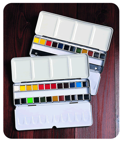 Daler-Rowney Aquafine Watercolor Metal Box Set of 12 Half Pans