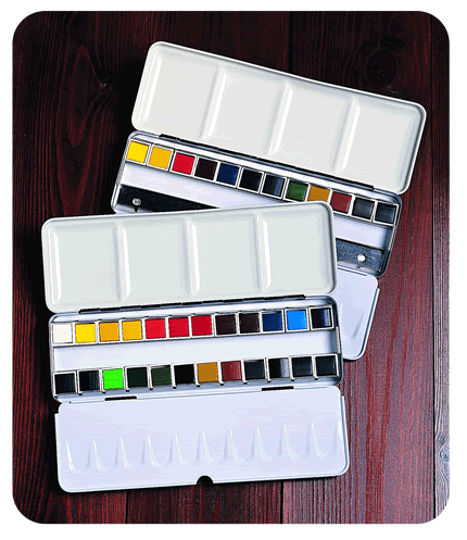 Daler-Rowney Aquafine Watercolour Metal Box 24 Half Pan Set - Starbox