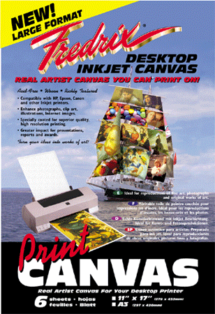 Fredrix Desktop Inkjet Canvas, Pack of 10 - Size 8-1/2 x 11