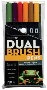 Tombow Dual Brush Pen Secondary Set of 6