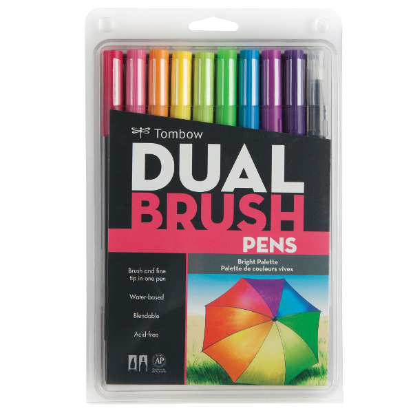 Tombow Dual Brush Pen Bright Set of 10